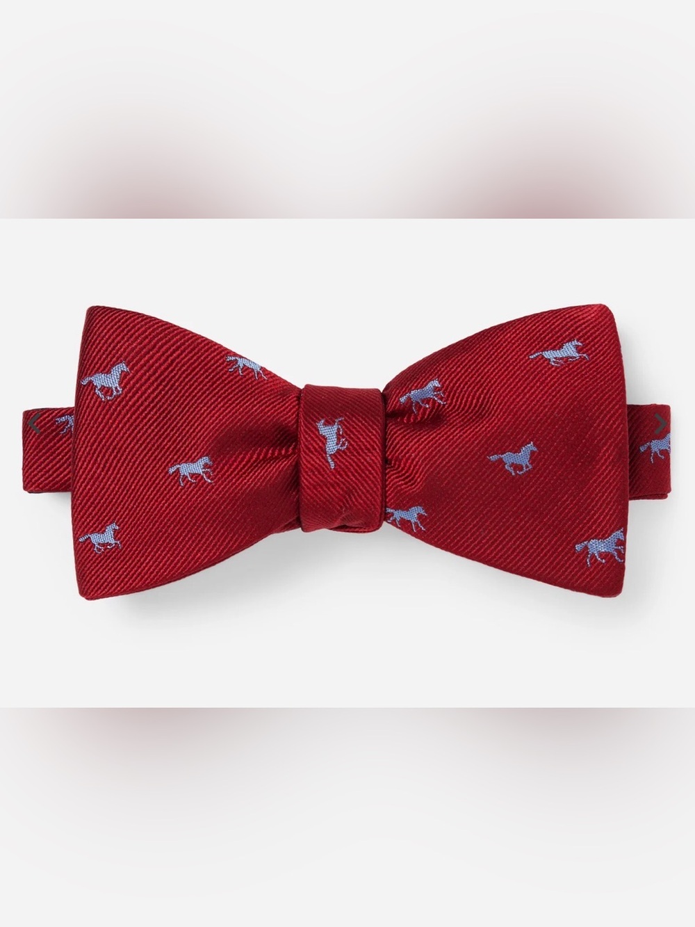 The Tie Bar Red Bow Tie with Light Blue Horse Motif